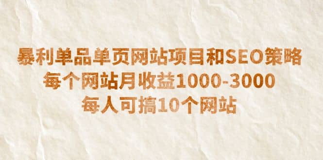 暴利单品单页网站项目和SEO策略 每个网站月收益1000-3000 每人可搞10个-创盟网