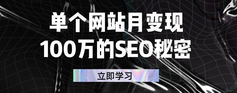 单个网站月变现100万的SEO秘密，百分百做出赚钱站点-创盟网