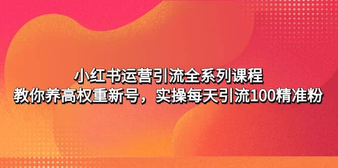 小红书运营引流全系列课程：教你养高权重新号-创盟网