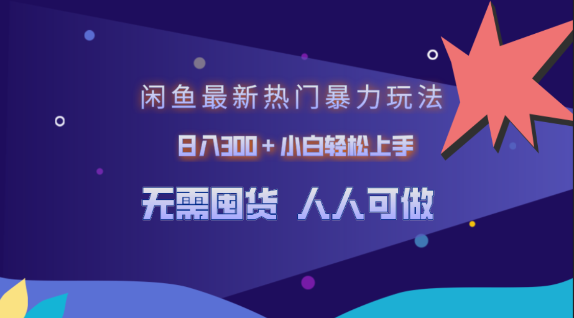 闲鱼最新热门暴力玩法，日入300＋小白轻松上手-创盟网
