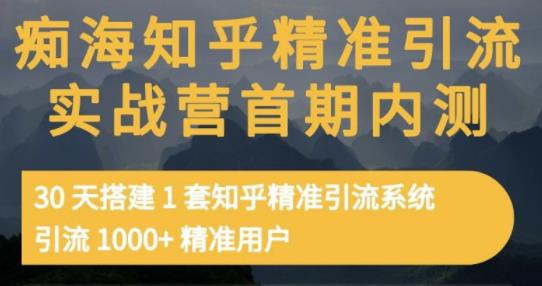痴海知乎精准引流实战营1-2期，30天搭建1套知乎精准引流系统，引流1000+精准用户-创盟网