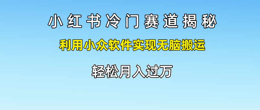 小红书冷门赛道揭秘,轻松月入过万，利用小众软件实现无脑搬运，-创盟网