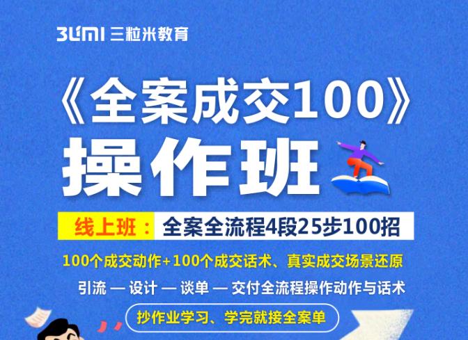 《全案成交100》全案全流程4段25步100招，操作班-创盟网