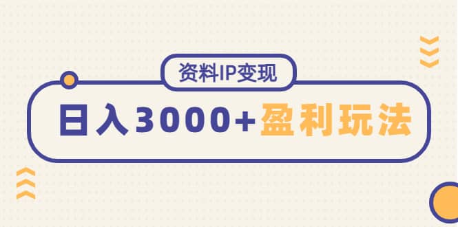 资料IP变现，持续性盈利玩法-创盟网