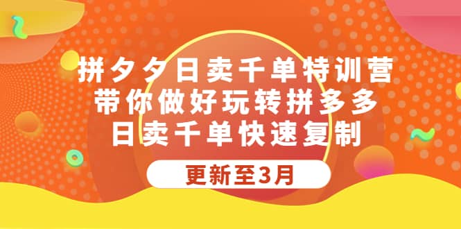拼夕夕日卖千单特训营，带你做好玩转拼多多，日卖千单快速复制 (更新至3月)-创盟网