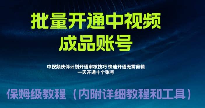 外面收费1980暴力开通中视频计划教程，附 快速通过中视频伙伴计划的办法-创盟网