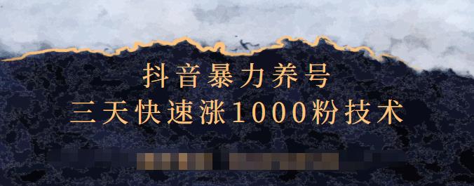 抖音暴力养号，三天快速涨1000粉技术【视频课程】-创盟网