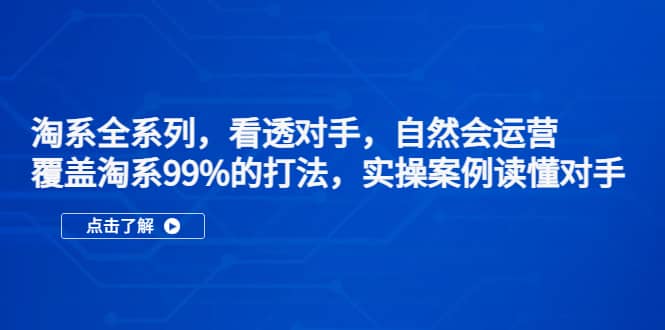 淘系全系列，看透对手，自然会运营，覆盖淘系99%·打法，实操案例读懂对手-创盟网