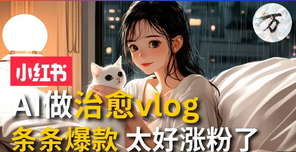 AI治愈系vlog动画视频，小红书7天 涨粉破千，商单报价1500+，0成本制作，日入2000+，有手就会 -创盟网