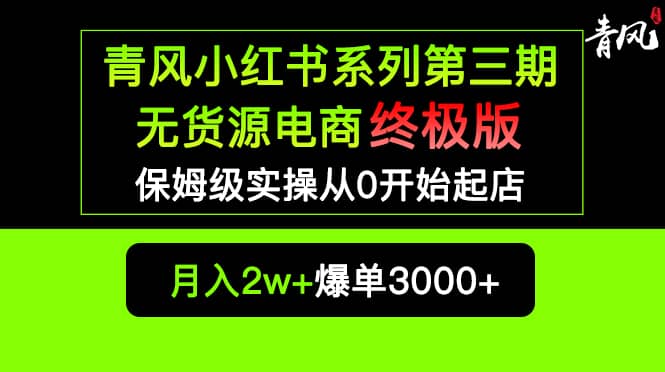 小红书无货源电商爆单终极版【视频教程+实战手册】保姆级实操从0起店爆单-创盟网
