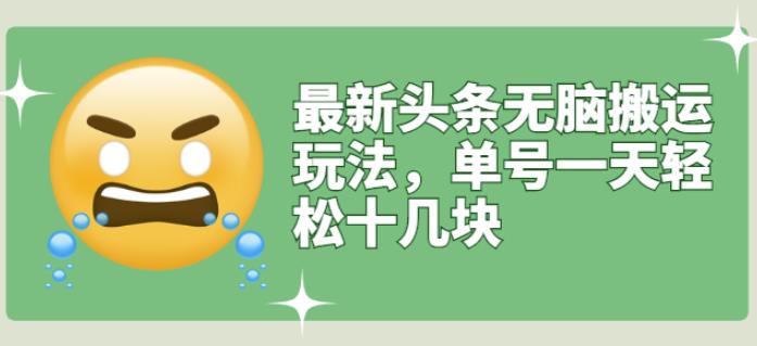 最新头条无脑搬运玩法，单号一天轻松十几块【视频教程+搬运软件】-创盟网