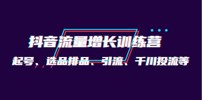 月销1.6亿实操团队·抖音流量增长训练营：起号、选品排品、引流 千川投流等-创盟网