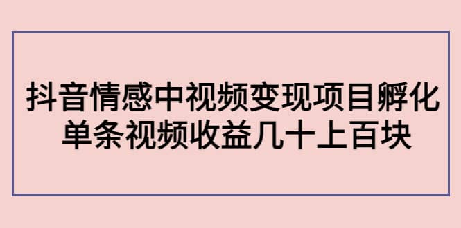 抖音情感中视频变现项目孵化-创盟网