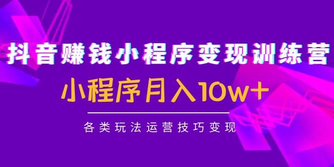 抖音小程序变现训练营：小程序各类玩法运营技巧变现-创盟网