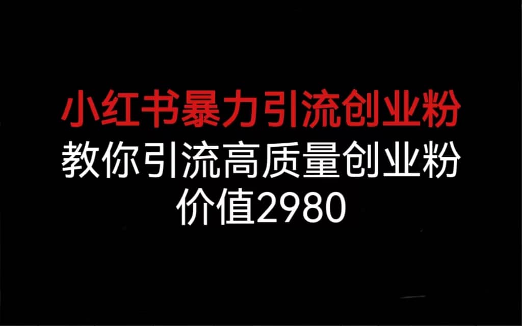 小红书暴力引流创业粉，教你引流高质量创业粉，价值2980-创盟网