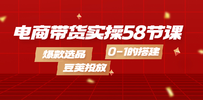 电商带货实操58节课，爆款选品，豆荚投放，0-1的搭建-创盟网