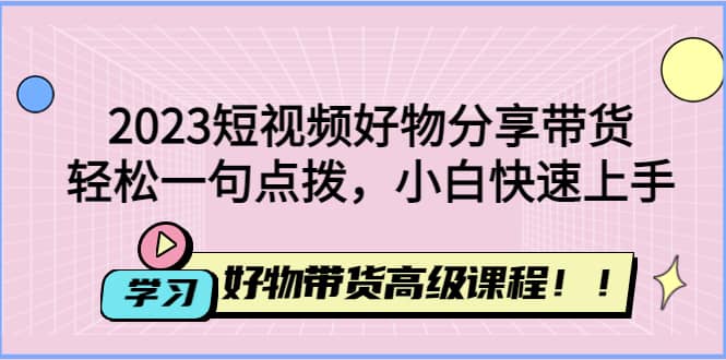 2023短视频好物分享带货，好物带货高级课程，轻松一句点拨，小白快速上手-创盟网