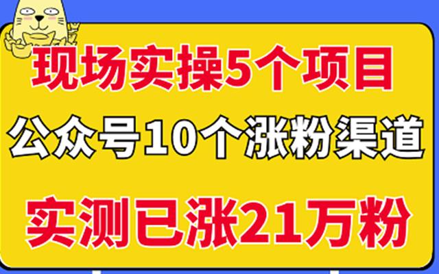现场实操5个公众号项目，10个涨粉渠道，实测已涨21万粉！-创盟网