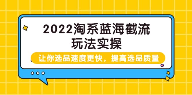 2022淘系蓝海截流玩法实操：让你选品速度更快，提高选品质量（价值599）-创盟网