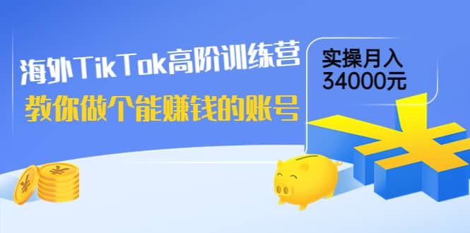 海外TikTok高阶训练营：教你做个能赚钱的账号，实操月入34000元！-创盟网