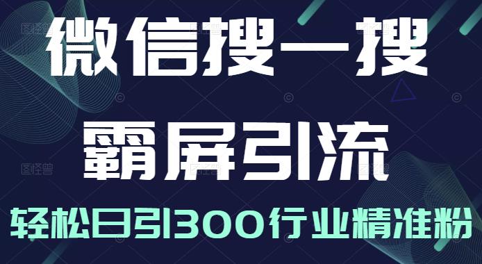 微信搜一搜霸屏引流课，打造被动精准引流系统，轻松日引300行业精准粉【无水印】-创盟网