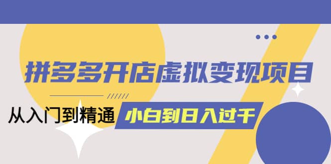 拼多多开店虚拟变现项目：入门到精通 从小白到日入1000（完整版）4月10更新-创盟网