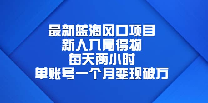 最新蓝海风口项目，新人入局得物，每天两小时，单账号一个月变现破万-创盟网