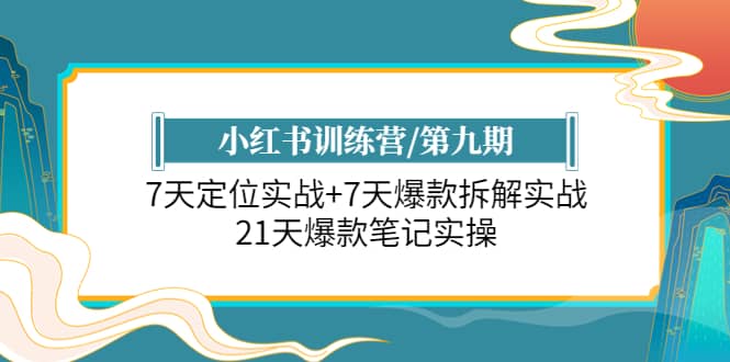 小红书训练营/第九期：7天定位实战+7天爆款拆解实战，21天爆款笔记实操-创盟网
