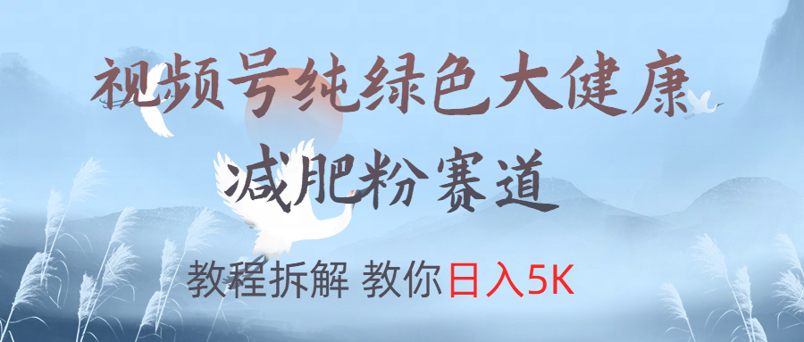 视频号纯绿色大健康粉赛道，教程拆解，教你日入5K-创盟网