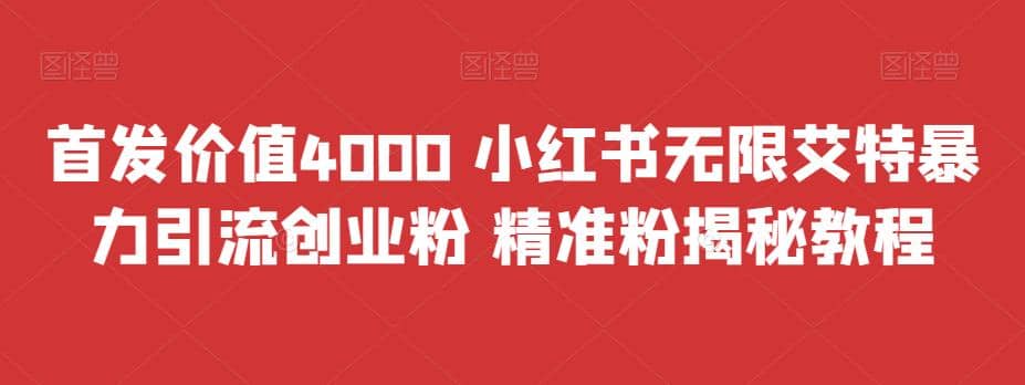首发价值4000 小红书无限艾特暴力引流创业粉 精准粉揭秘教程-创盟网