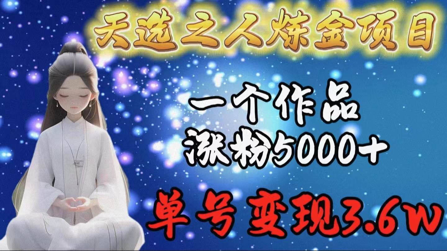 天选之人炼金项目，一个作品涨粉5000+，单号变现3.6w-创盟网