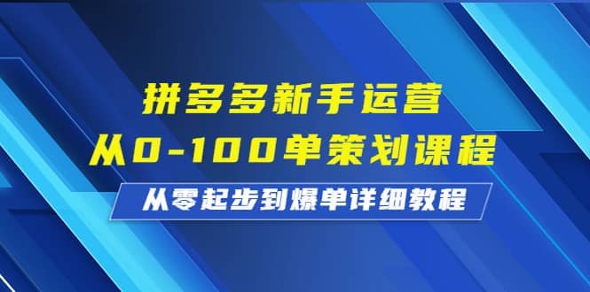 拼多多新手运营从0-100单策划课程，从零起步到爆单详细教程-创盟网
