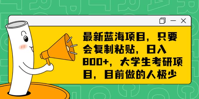 最新蓝海项目，只要会复制粘贴，日入800+，大学生考研项目，目前做的人极少-创盟网