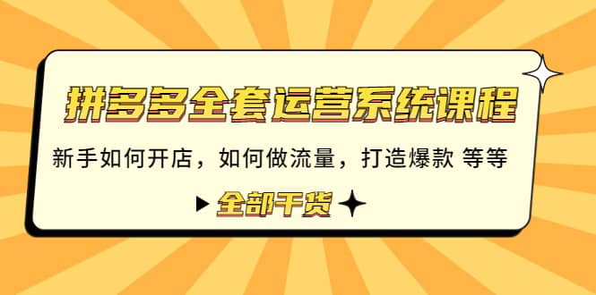 拼多多全套运营系统课程：新手如何开店 如何做流量 打造爆款 等等 全部干货-创盟网