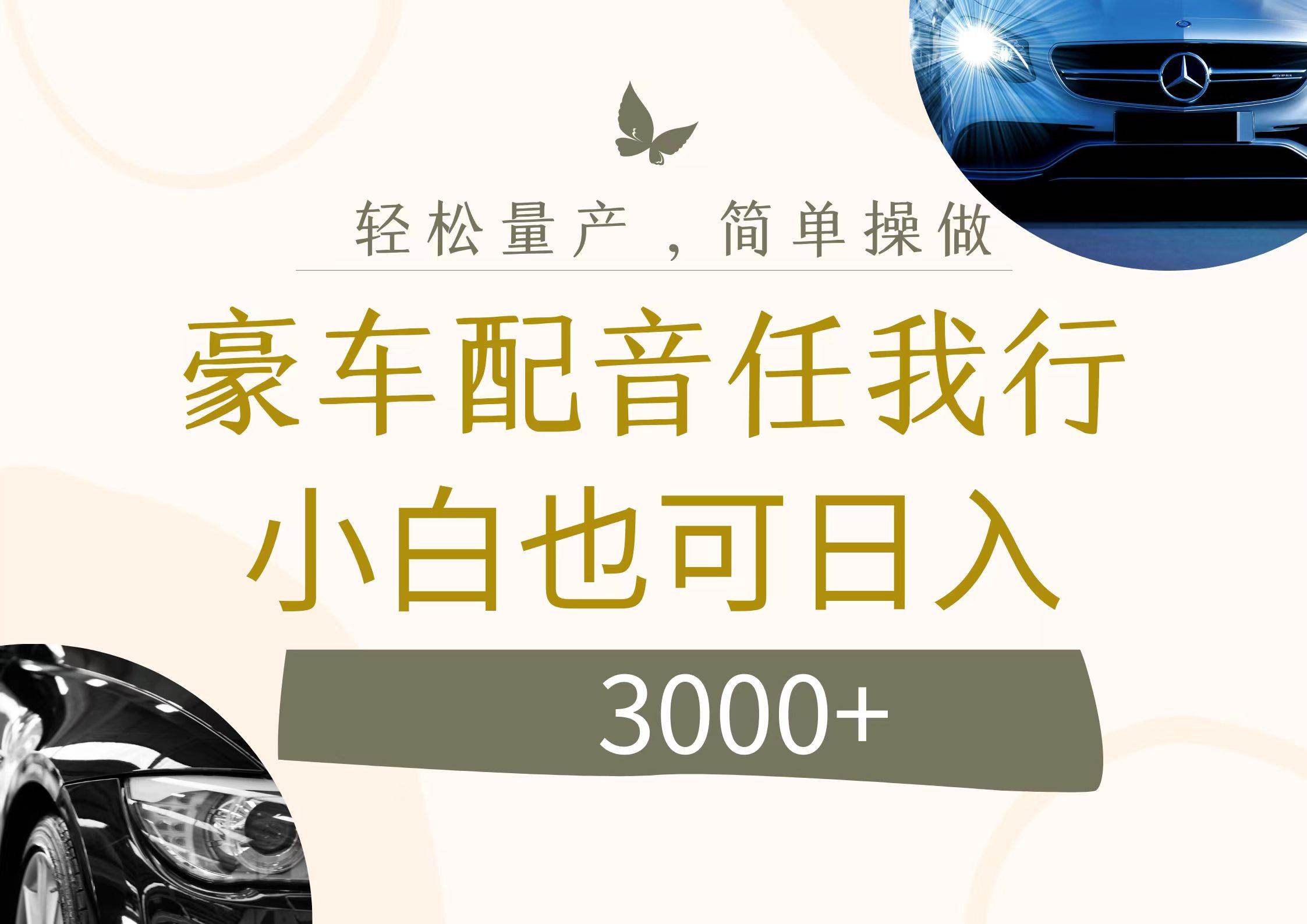 不为人知的暴力小项目，豪车配音，日入3000+-创盟网