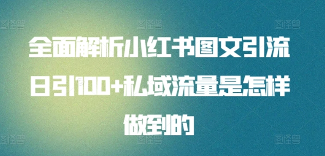 暴力引流 小红书图文引流日引100私域全面拆解【打粉人必看】-创盟网