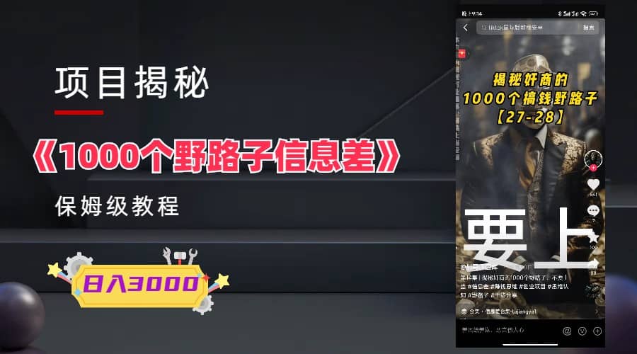 1000个野路子信息差保姆式教程-单日变现3000+的玩法解密-创盟网