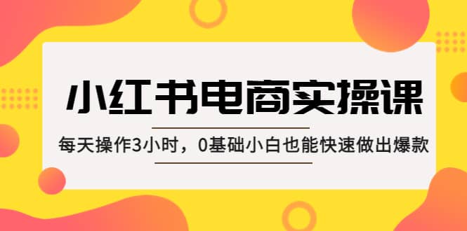 小红书·电商实操课：每天操作3小时，0基础小白也能快速做出爆款-创盟网