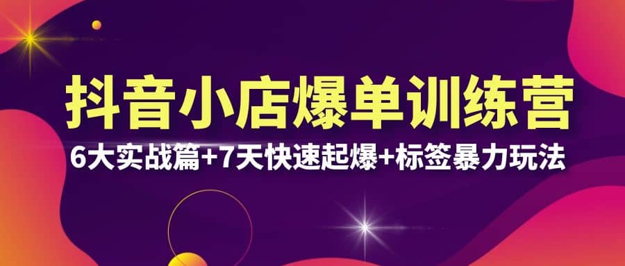 抖音小店爆单训练营VIP线下课：6大实战篇+7天快速起爆+标签暴力玩法(32节)-创盟网