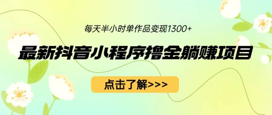最新抖音小程序撸金躺赚项目，一部手机每天半小时，单个作品变现1300+-创盟网