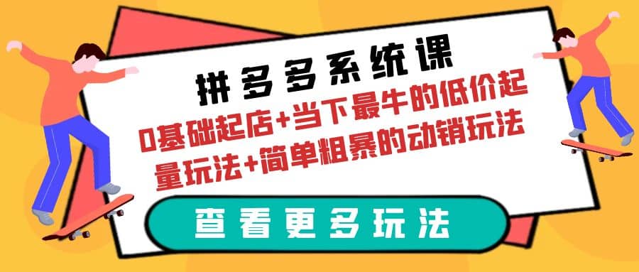 拼多多系统课：0基础起店+当下最牛的低价起量玩法+简单粗暴的动销玩法-创盟网