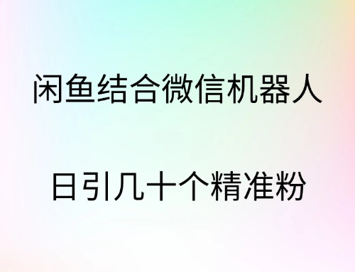 闲鱼结合微信机器人，日引几十个精准粉-创盟网