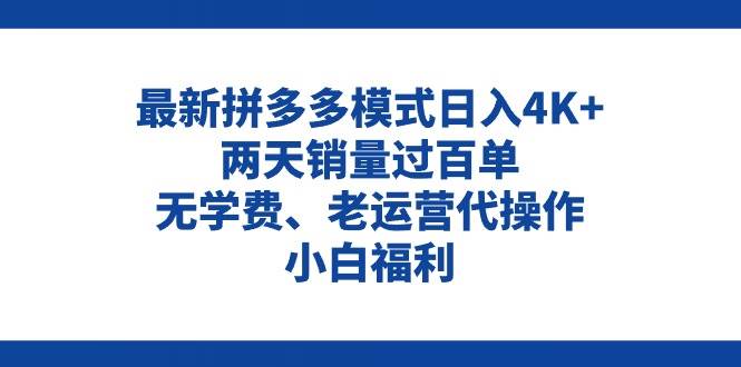 拼多多最新模式日入4K+两天销量过百单，无学费、老运营代操作、小白福利-创盟网