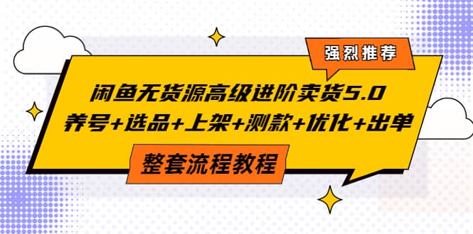 闲鱼无货源高级进阶卖货5.0，养号+选品+上架+测款+优化+出单整套流程教程-创盟网