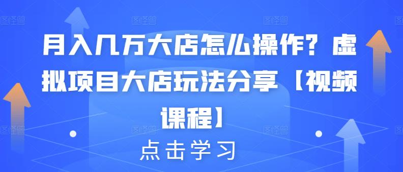 月入几万大店怎么操作？虚拟项目大店玩法分享【视频课程】-创盟网