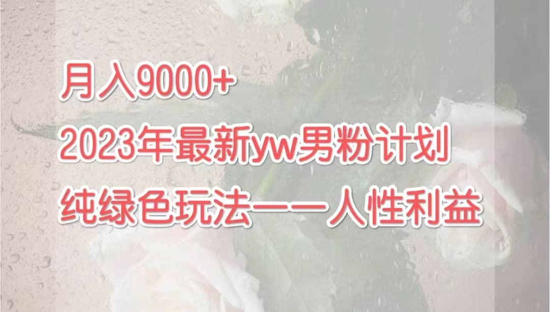 月入9000+2023年9月最新yw男粉计划绿色玩法——人性之利益-创盟网