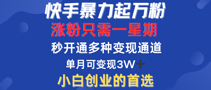 快手暴力起万粉，涨粉只需一星期！多种变现模式-创盟网