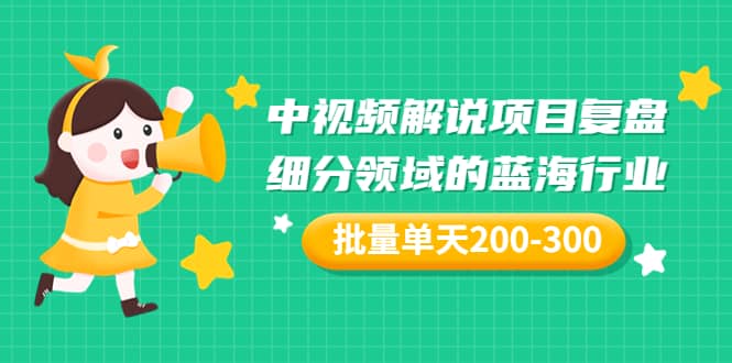 某付费文章：中视频解说项目复盘：细分领域的蓝海行业 批量单天200-300收益-创盟网