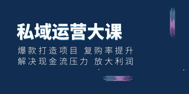 私域运营大课：爆款打造项目 复购率提升 解决现金流压力 放大利润-创盟网