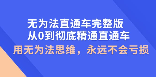 无为法直通车完整版：从0到彻底精通直通车，用无为法思维，永远不会亏损-创盟网